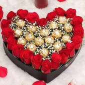 25 fresh Red Roses with16 scrumptious Ferrero Rocher chocolates