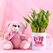 Bamboo Plant In Love You Mug With Teddy Bear