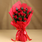 Forever 12 Red Rose Bunch for today delivery