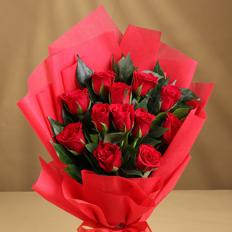 Forever 12 Red Rose Bunch for today delivery