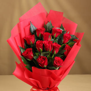 Forever 12 Red Rose Bunch for today delivery