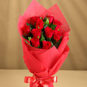 Bunch of 10 Red Roses Bouquet