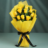 Buy Sunny Yellow Rose Bouquet Online