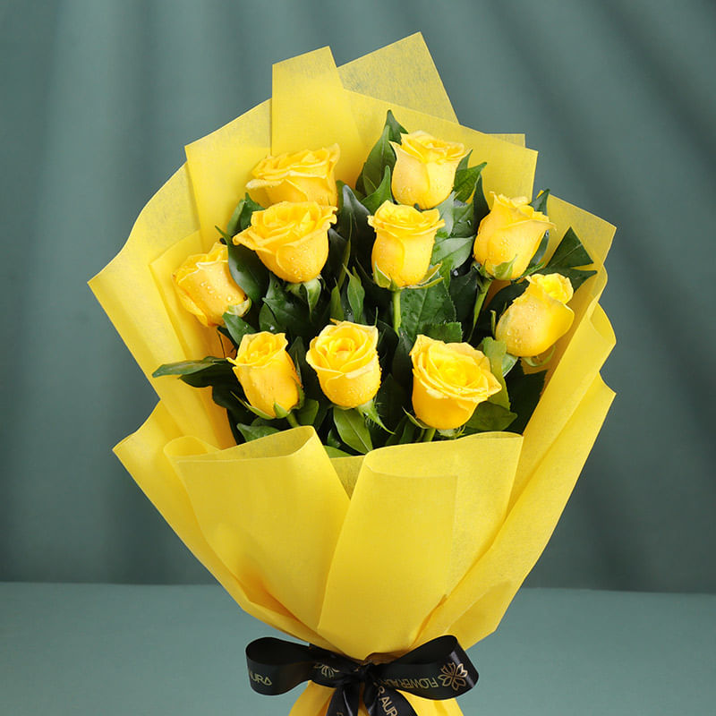 Buy Sunny Yellow Rose Bouquet Online