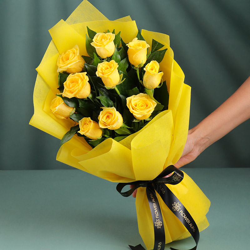 Buy Sunny Yellow Rose Bouquet Online