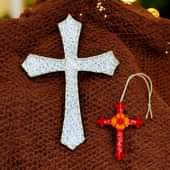 Holiday Blessings Crucifix String Art N Car Charm