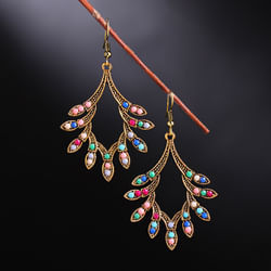 Multi Stone Antique Dangling Earrings for Female