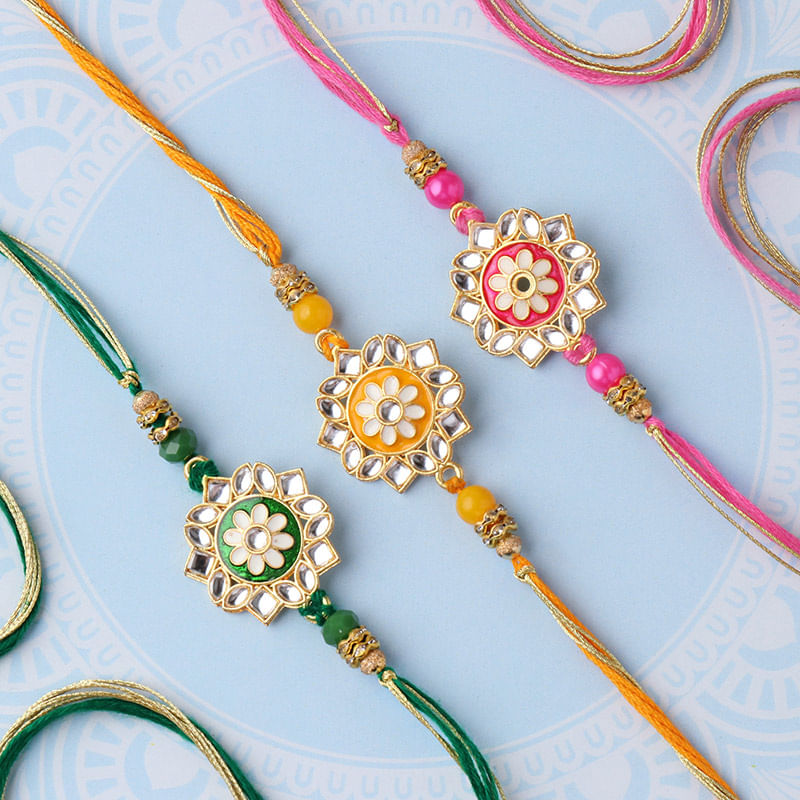 Order Colorful Kundan Rakhis Online in Canada 
