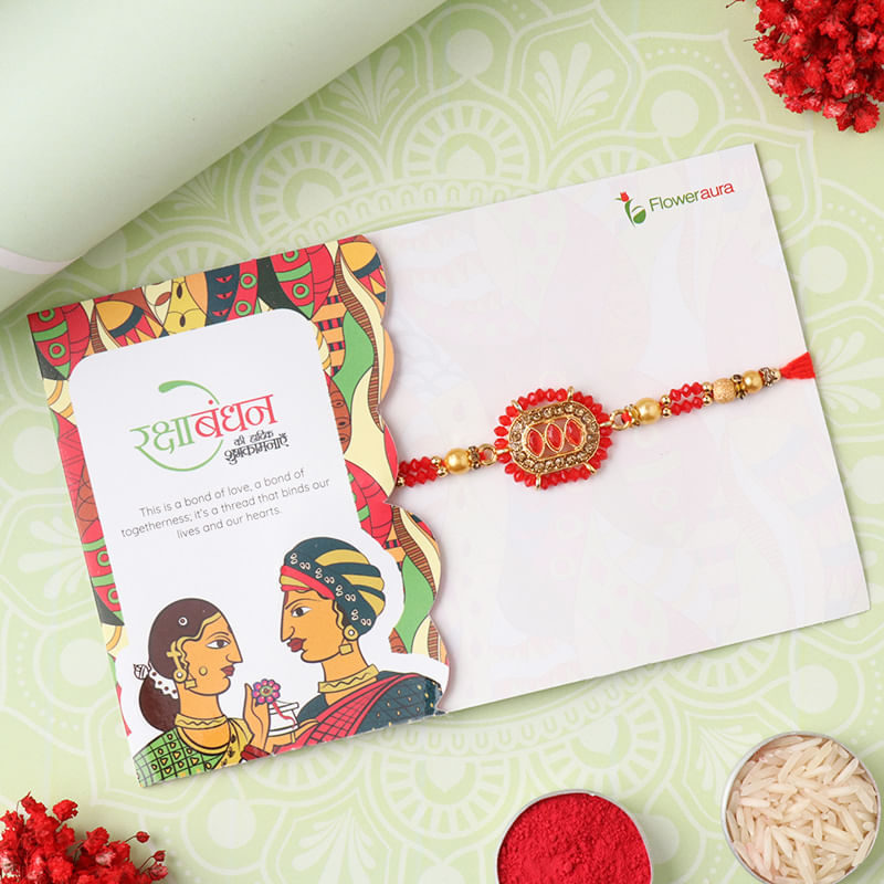 Crystal Studded Red Rakhi