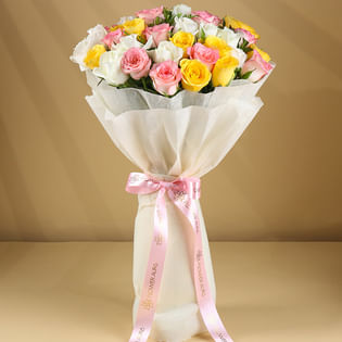 Blushing Rainbow Rose Bouquet