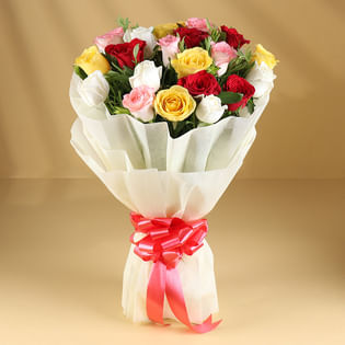 Garden Symphony: Bunch of 20 Mix Roses Bouquet