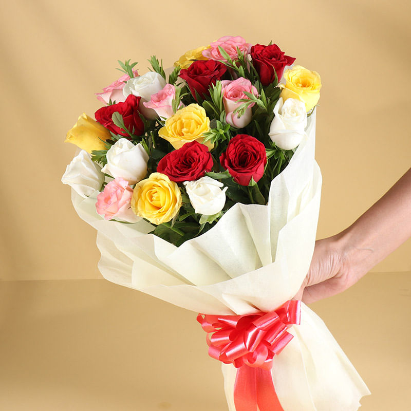 Garden Symphony: Bunch of 20 Mix Roses Bouquet