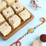 Vibrant Designer Rakhi With Soan Papdi