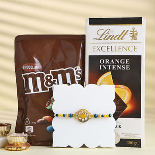 Designer Beaded Rakhi With Chocolate Delights