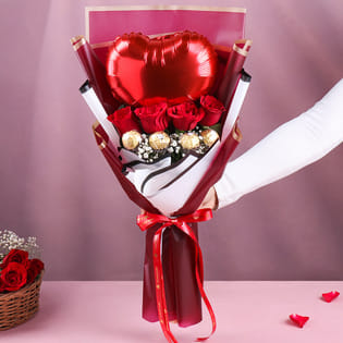 Ferrero Rose Balloon Bouquet