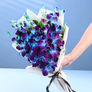 Blue Vanda Orchid Jute Flower Bouquet 