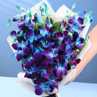Blue Vanda Orchid Jute Flower Bouquet 