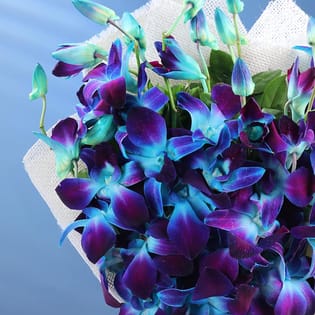 Blue Vanda Orchid Jute Flower Bouquet 