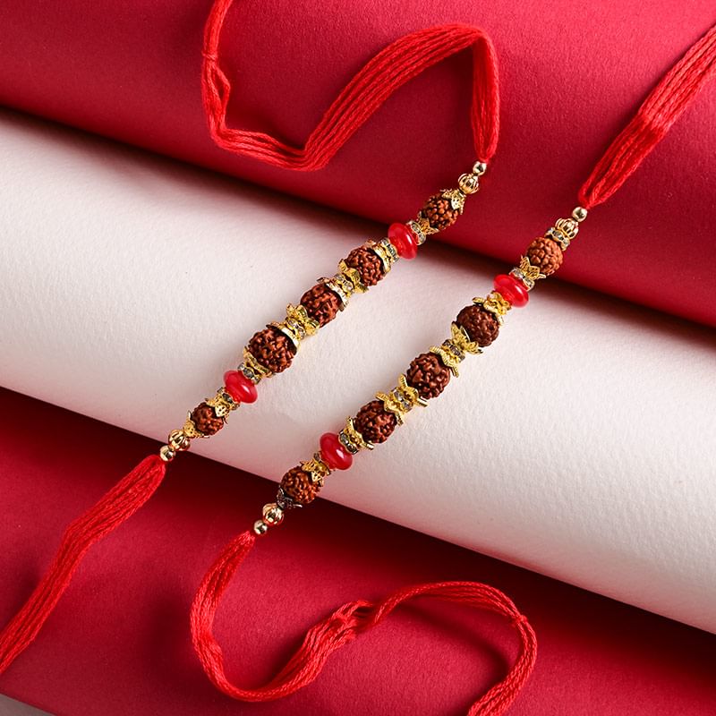 Divine Rudraksha Rakhi Duo - Send Rakhi to USA