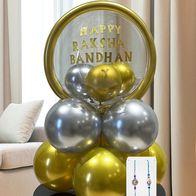 Golden Silver Raksha Bandhan Balloon Decor