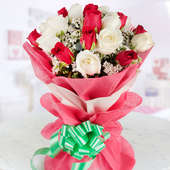 10 Red Roses and 10 White Roses Bouquet