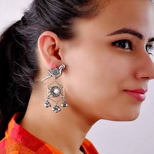 Birdie Hanging Ornate Earrings