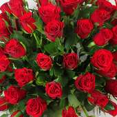 100 Red Roses in Basket with Top View
