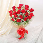 20 red roses Bunch in Horizontal View