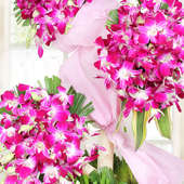 90 Purple Orchids Arrangement in Zoomed View