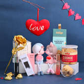 Valentine Special Gift Golden Rose Love Hamper Showpiece