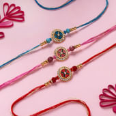 Set of 3 Stone Designer Chakra Rakhis