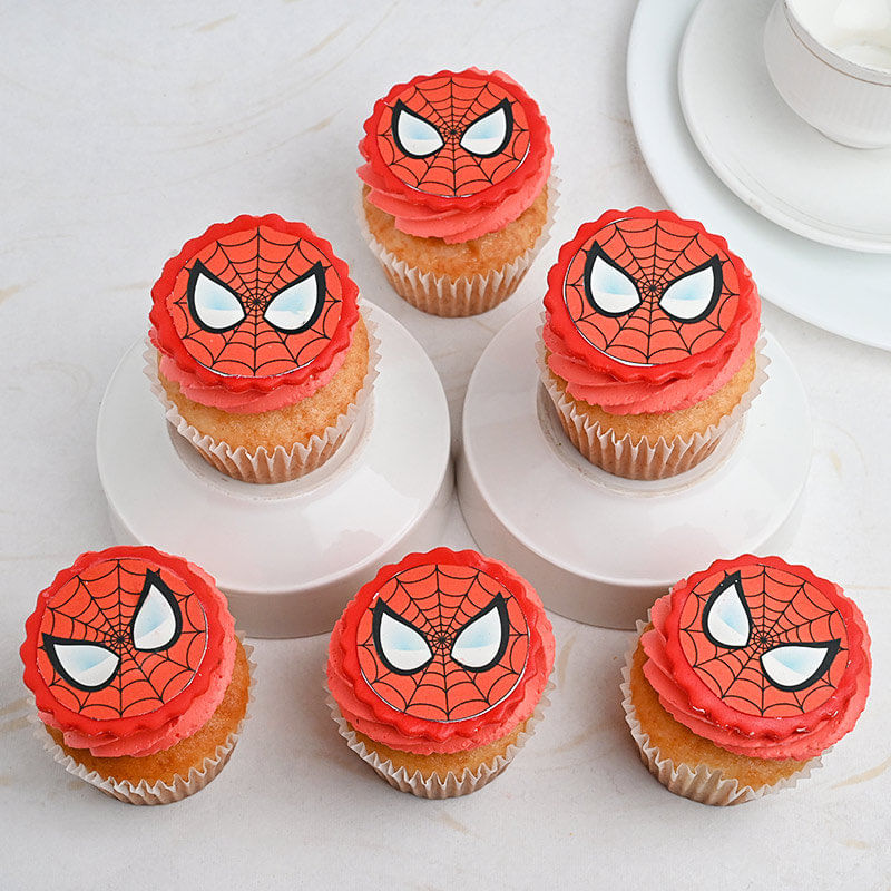 Pink Frosty Spidey Cupcakes : Children day Cakes Online