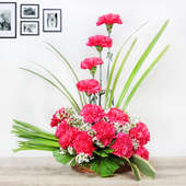 15 Pink Carnations in Basket