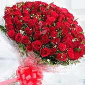 Pure Love - 100 Red Roses Romantic Bouquet