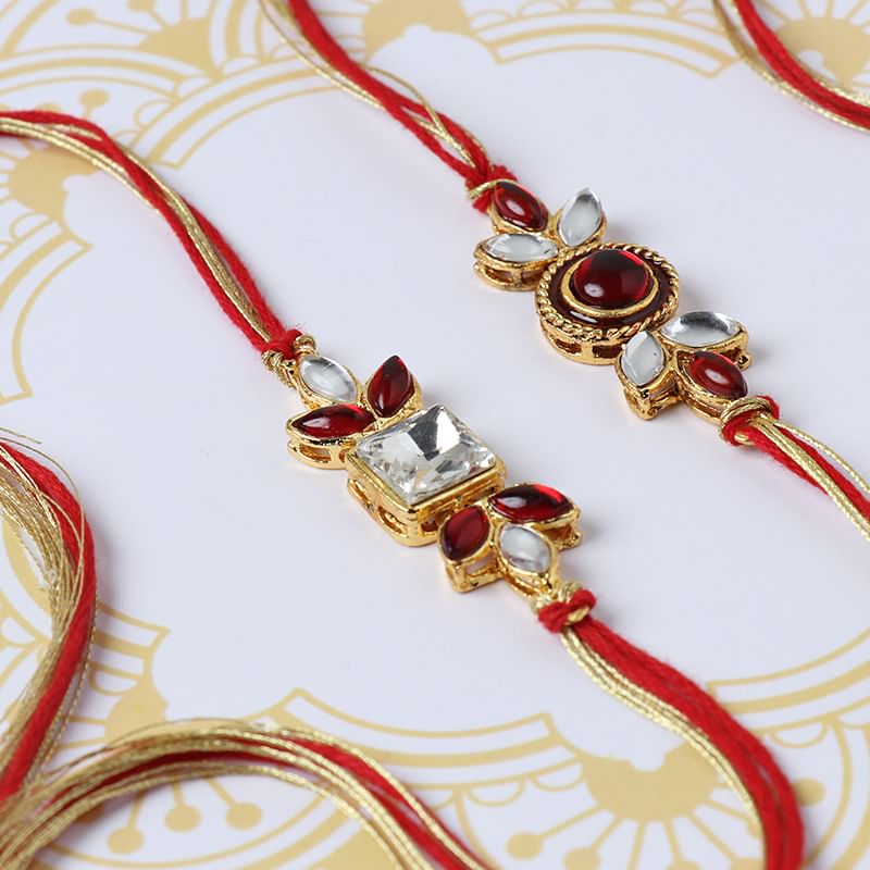 Set of 2 Kundan N Stone Designer Rakhi