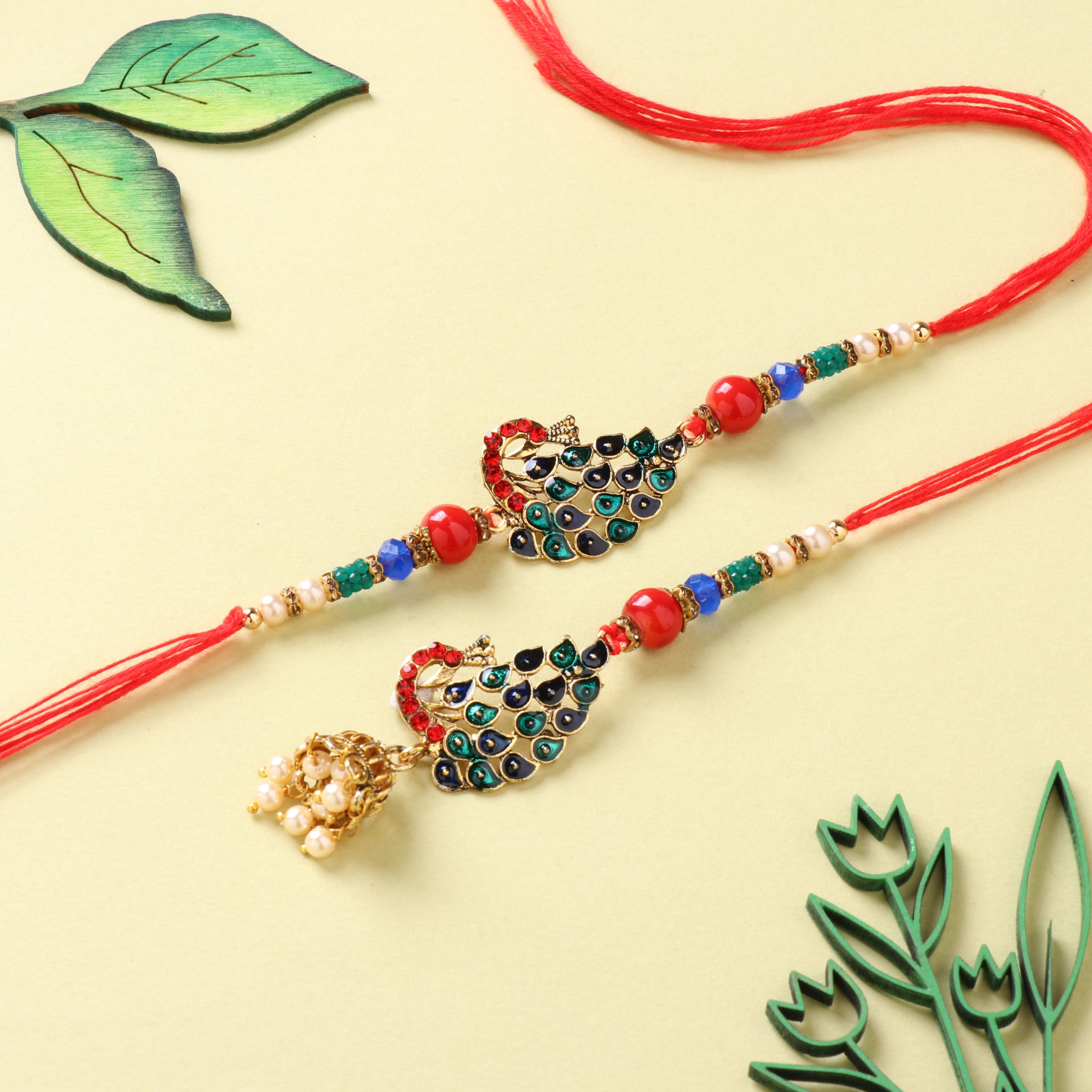 Royal Peacock Rakhi for Bhaiya and Bhabhi