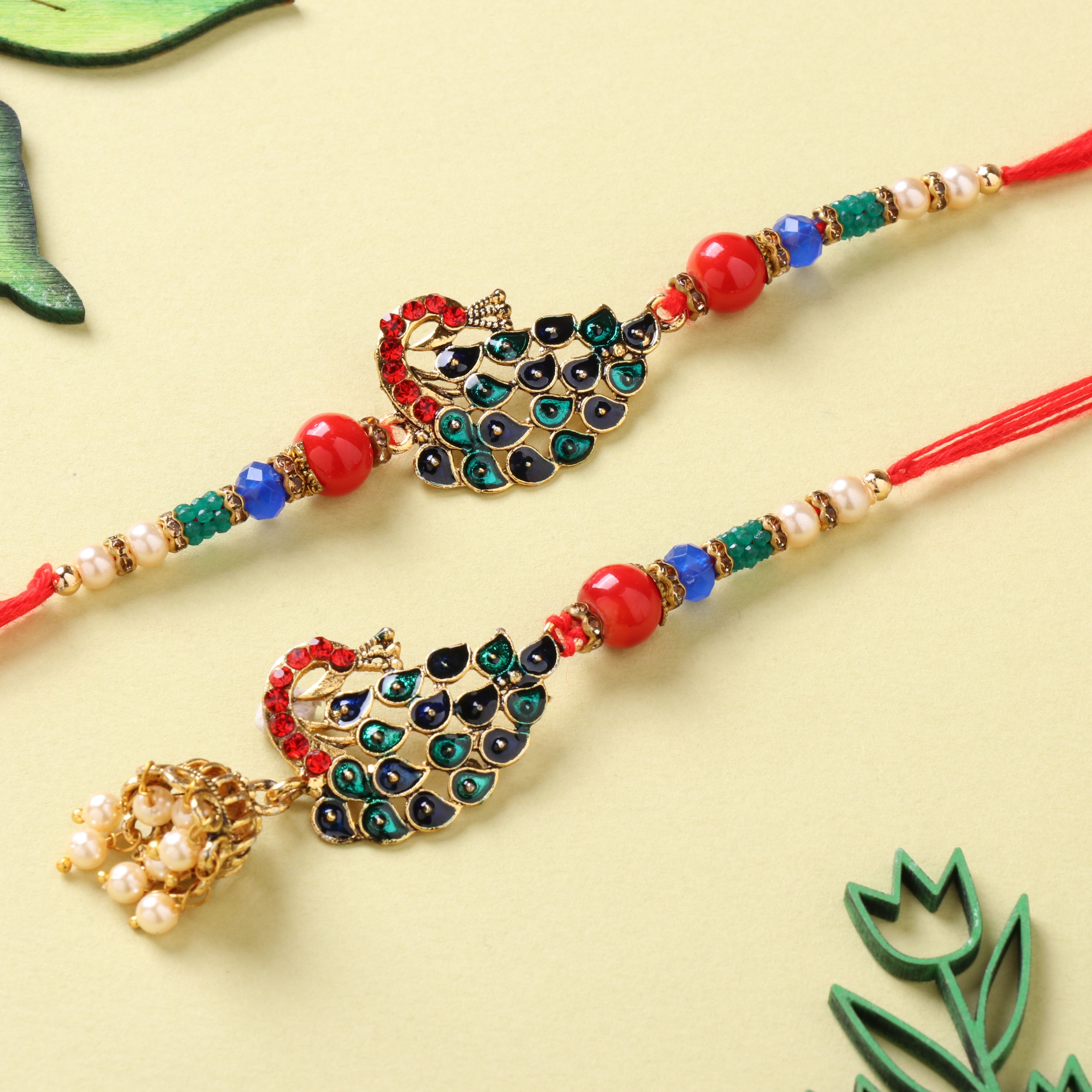 Royal Peacock Rakhi for Bhaiya and Bhabhi