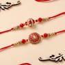 Red N Gold Stone Rakhi Set of 2
