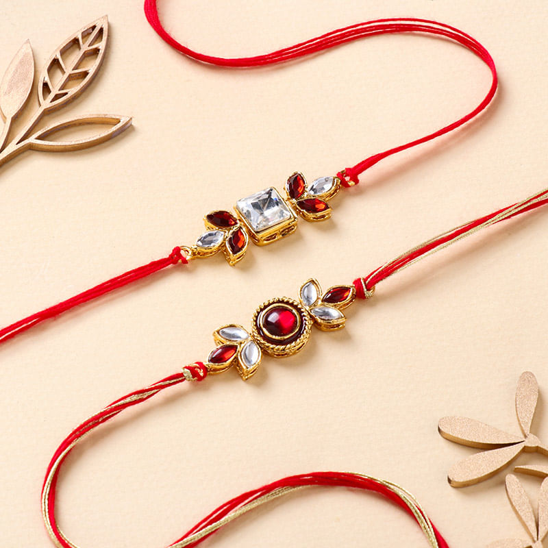 Kundan N Stone Rakhi Duo