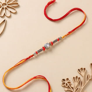 Exquisite Silver Beads Metal Rakhi