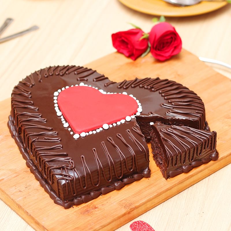Side view of Chocolate Truffle Love Cake