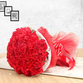 20 Red Carnations in Horizontal View