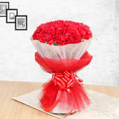 15 Red Carnations Bunch with Front View