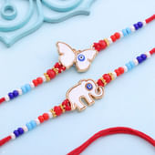Butterfly N Elephant Evil Eye Rakhi Duo