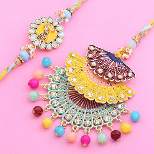 Multicoloured Bhaiya Bhabhi Rakhi Set