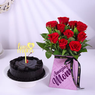 Red Roses N Truffle Treat For Mom