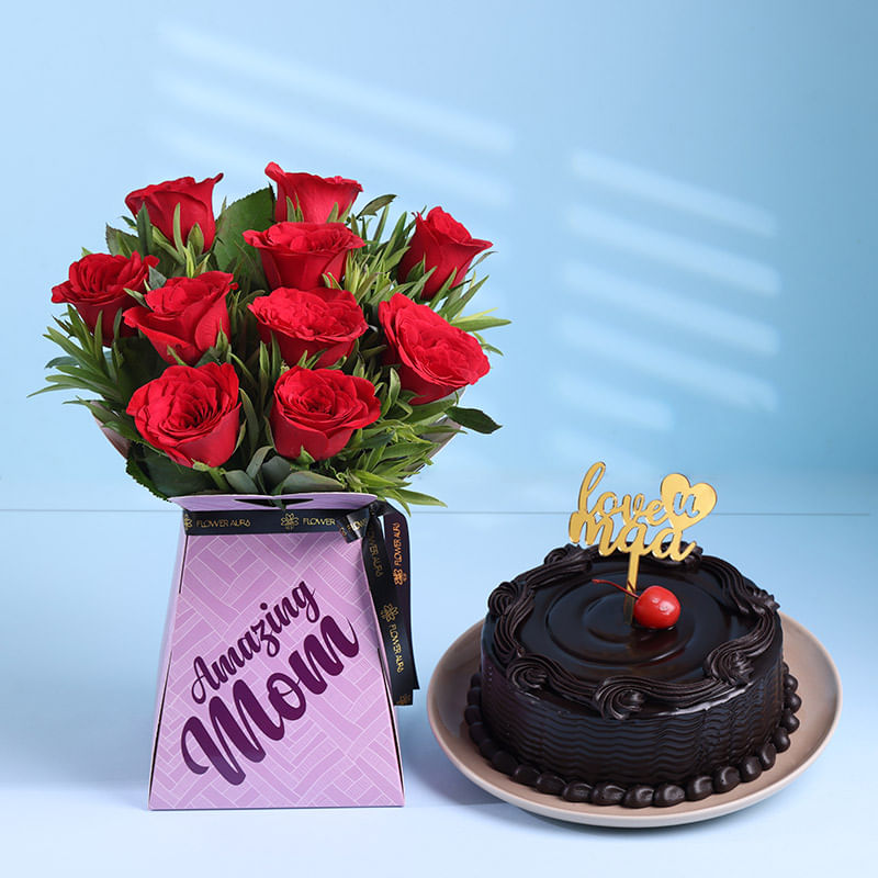 Red Roses N Truffle Treat For Mom