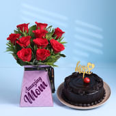 Red Roses N Truffle Treat For Mom