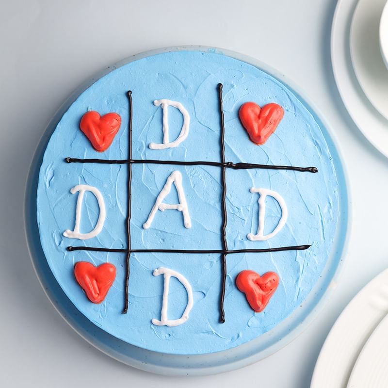 Blue Theme Pineapple Cake for Dad - Top View