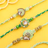 Green Meenakari Kundan Rakhi Trio